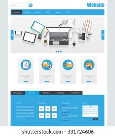 Flat Website Template. Vector illustration.