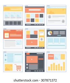 Flat Website Wireframe with different variation and smooth color