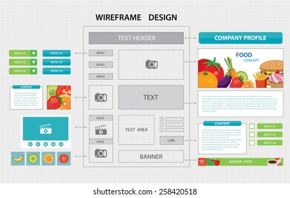 Flat Website Wireframe Template 