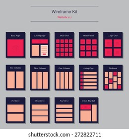 Flat Website Wireframe Template Set 1