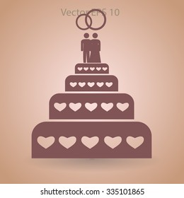 Flat wedding cake icon