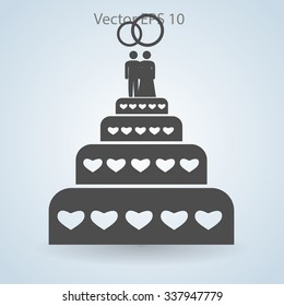 Flat wedding cake icon