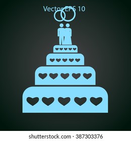 Flat wedding cake icon