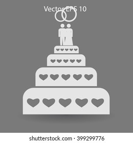 Flat wedding cake icon