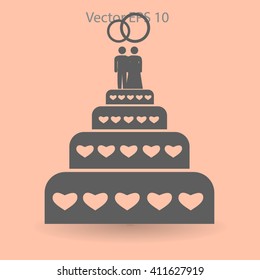 Flat wedding cake icon