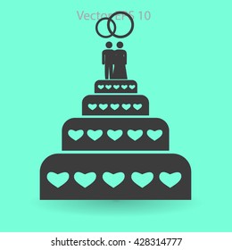 Flat wedding cake icon