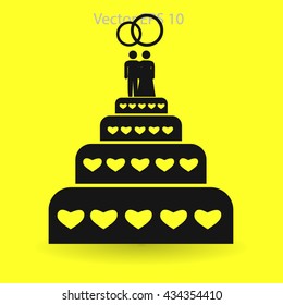 Flat wedding cake icon