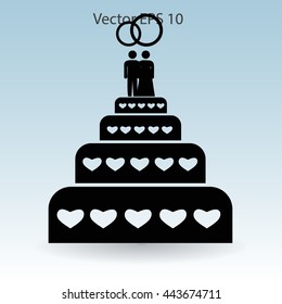 Flat wedding cake icon
