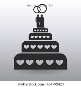 Flat wedding cake icon