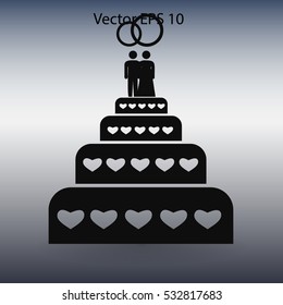 Flat wedding cake icon