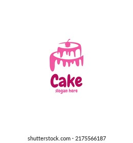 Flat wedding cake logo design vector illustration idea