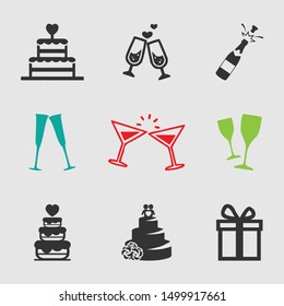 Flat wedding Icon. Wedding vector icon set. Wedding Illustration Icon.