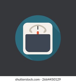 Flat weighing scale icon for health, fitness tracking, weight management, diet program, and wellness apps in modern colorful vector style