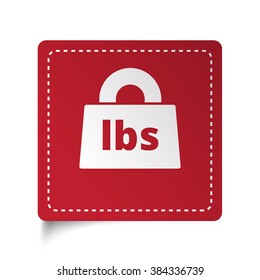 Flat Weight Pounds icon on red sticker