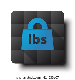 Flat Weight Pounds icon on black app button with drop shadow
