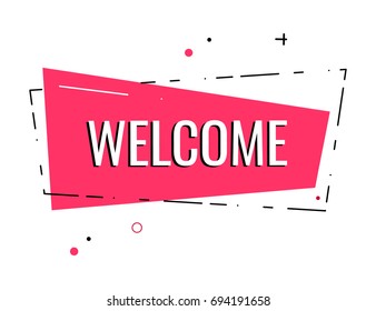 Flat welcome sign. Hand drawn invitation card. T-shirt print design. Handwritten modern brush lettering white background isolated vector poster signature. Title swash