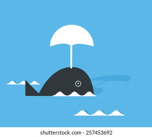 Flat whale on the waves
