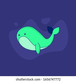 Flat whale Vector Illustration Design
