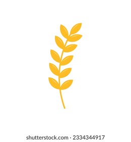 Flat wheat ears spike lets with grains vector illustration on white background