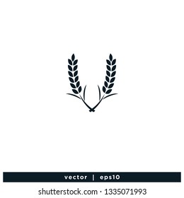 flat wheat logo agriculture symbol