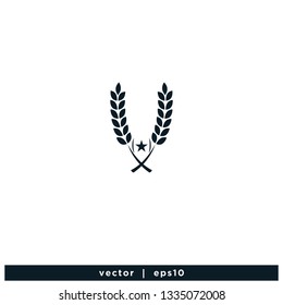 flat wheat logo agriculture symbol