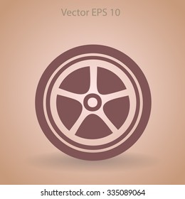 Flat wheel icon. Vector