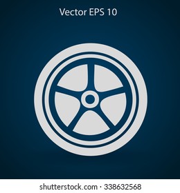 Flat wheel icon. Vector