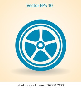 Flat wheel icon. Vector
