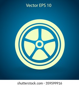 Flat wheel icon. Vector