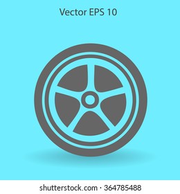 Flat wheel icon. Vector