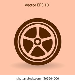 Flat wheel icon. Vector