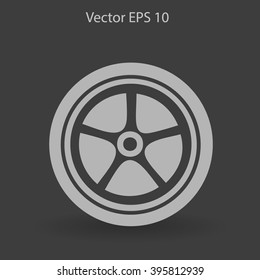 Flat wheel icon. Vector