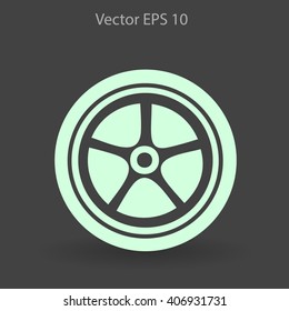 Flat wheel icon. Vector