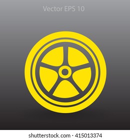 Flat wheel icon. Vector