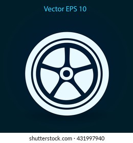 Flat wheel icon. Vector