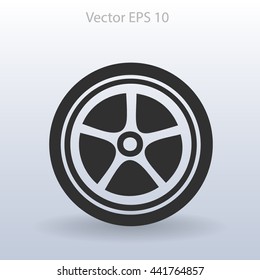 Flat wheel icon. Vector
