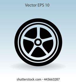 Flat wheel icon. Vector