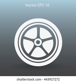 Flat wheel icon. Vector