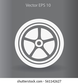 Flat wheel icon. Vector