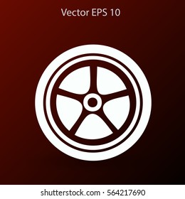 Flat wheel icon. Vector