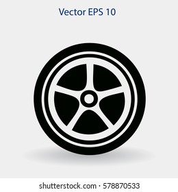 Flat wheel icon. Vector