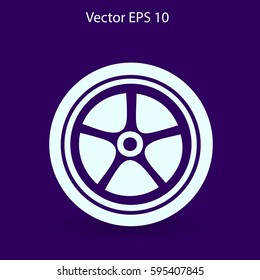 Flat wheel icon. Vector