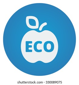 Flat white Apple icon on blue circle