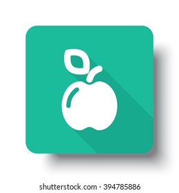 Flat white Apple web icon on green button with drop shadow