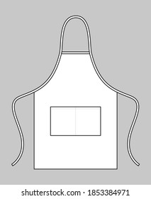 Flat White Apron With Pocket For Template Vector.