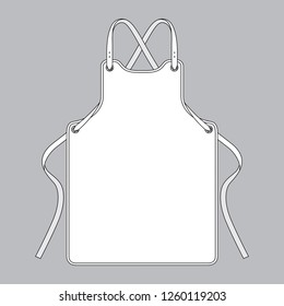 Flat White Apron Template Vector On Gray Background