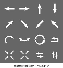 Flat white arrows collection, icons / signs / symbols, vector