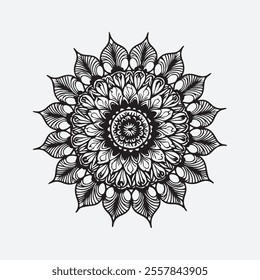 flat white background black mandala