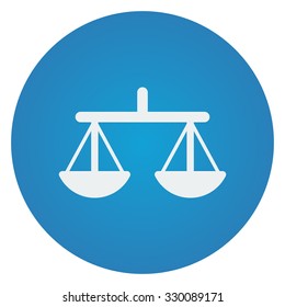 Flat white Balance icon on blue circle
