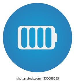 Flat white Battery icon on blue circle